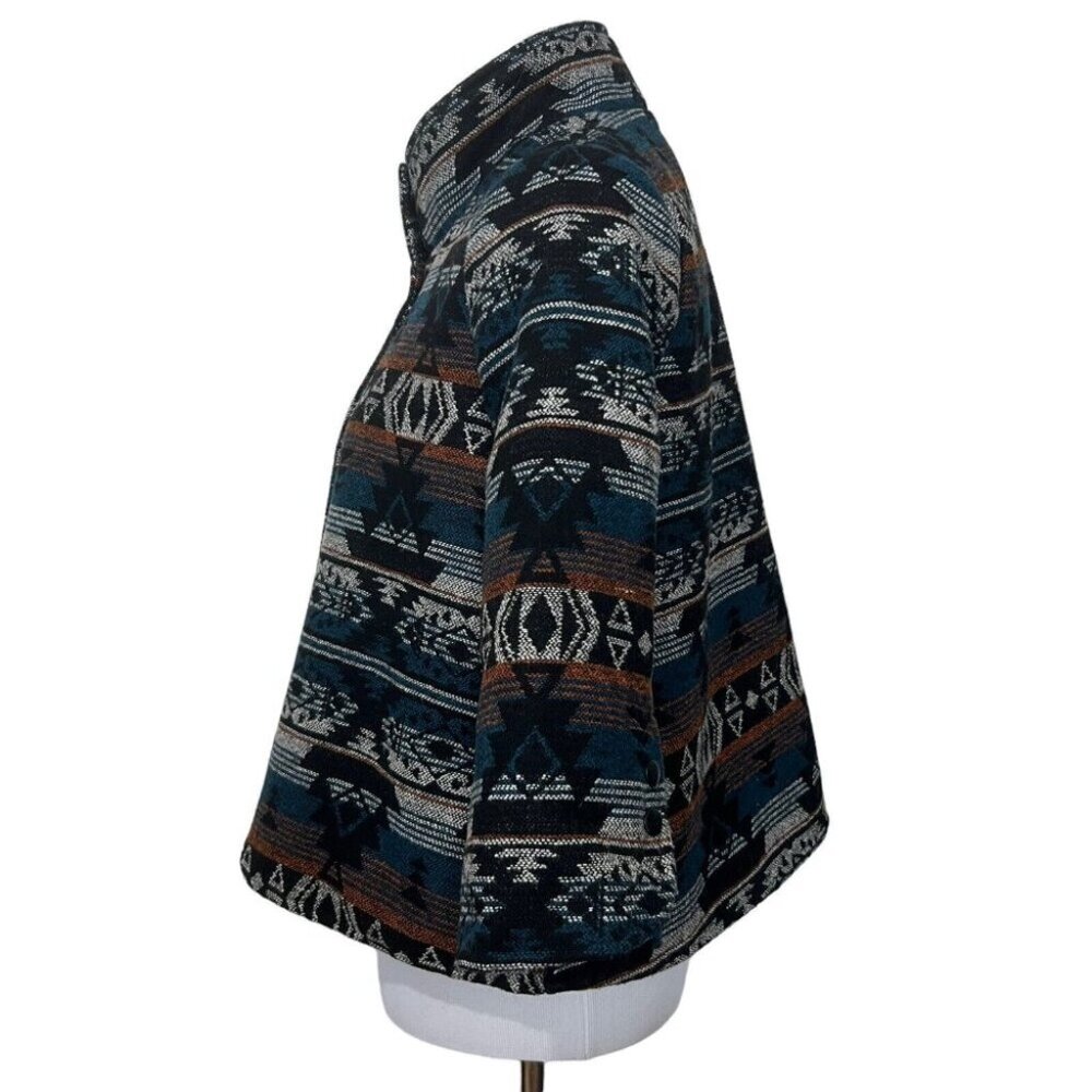 Billabong Womens Aztec Print‎ Snap Up Small Jacket Southwest High Neck Wool Coat - Picture 4 of 11